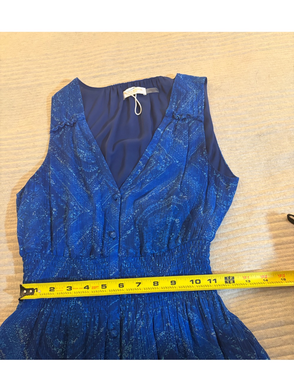 Ramy Brook Poppy Maxi Dress Blue Printed Sleeveless Smocked Tiered XS - Picture 5 of 6